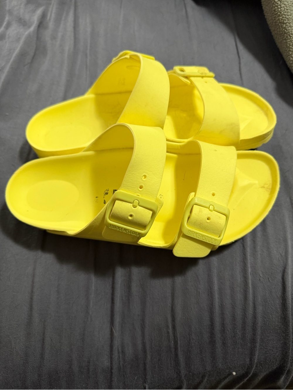 Birkenstock women’s Yellow EVA Two-Strap Slide Sandals - Picture 2 of 4